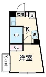 菱和パレス浦和常盤公園 4階1Kの間取り