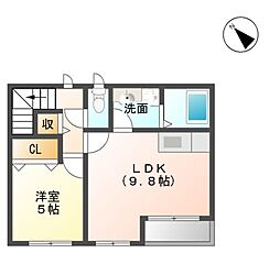 パシフィックパレス向山 1LDKの間取図画像