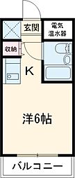 フレスコ永山 2階1Kの間取り