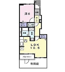 上信電鉄 西吉井駅 徒歩5分の賃貸アパート 1階1LDKの間取り