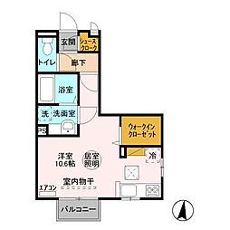 グランマーレ　Ｓ 1階ワンルームの間取り