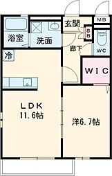 クレール　ラ　ウィステリア 1階1LDKの間取り
