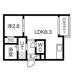 JR東海道本線 尾頭橋駅 徒歩8分の賃貸アパート 2階1LDKの間取り