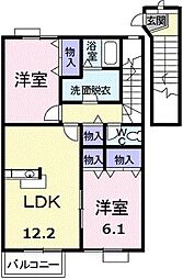 ローズアヴェニュー2 2LDKの間取図画像