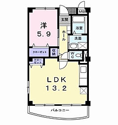 ポワールフルール 1LDKの間取図画像