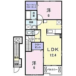クリアネス　Ｆ　II 2階2LDKの間取り
