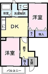 スタジョーネＣ 1階2DKの間取り