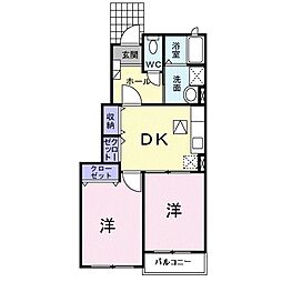 埼玉新都市交通 羽貫駅 徒歩4分の賃貸アパート 1階2DKの間取り