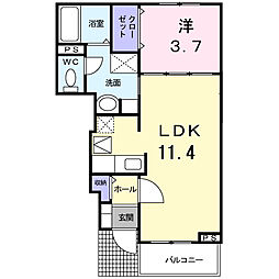 メゾン・ド・リブレ 1LDKの間取図画像