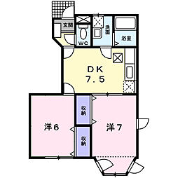 フェニックスYAGIA 2DKの間取図画像