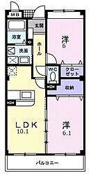 フォレスタヴェルデ 2LDKの間取図画像