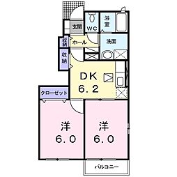 ソレイユメゾン2 2DKの間取図画像