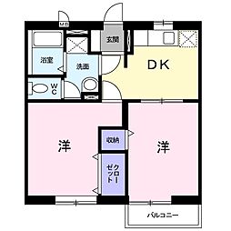 アーバンハイツ岩崎E 1LDKの間取図画像