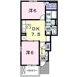 リーオ　セルカ 1階2DKの間取り