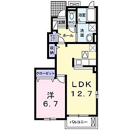 JR水郡線 下菅谷駅 徒歩5分の賃貸アパート 1階1LDKの間取り