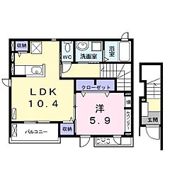 メゾンクレアールE 1LDKの間取図画像