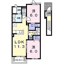 アプローズ 2LDKの間取図画像