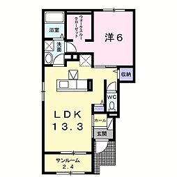 フィオーレプリート1 1LDKの間取図画像