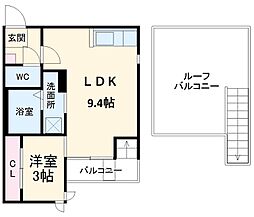 ＧＲＡＮＤＴＩＣ浅間町 2階1LDKの間取り