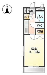 ピアチェーレT2左京山 1Kの間取図画像