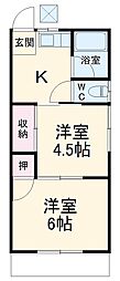 グリーンコーポ 2階2Kの間取り