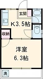 京王井の頭線 三鷹台駅 徒歩12分の賃貸アパート 2階1Kの間取り