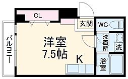 第1笠原ビル 2階ワンルームの間取り