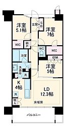 ザ・パークハウスオイコス新浦安 3LDKの間取図画像