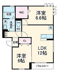 Ｇｒａｃｉａ 2階2LDKの間取り