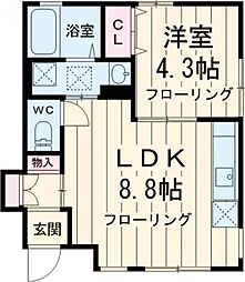 フェリシティ府中 1階1LDKの間取り