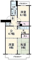 ロイヤルグリーン八千代2号棟 2LDKの間取図画像