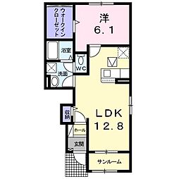 モンスゥリール 1LDKの間取図画像