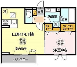 エースコート　II 2階1LDKの間取り