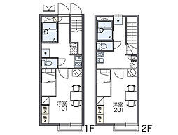 レオパレスTadashi 1Kの間取図画像