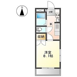 エバーレジデンスA 1Kの間取図画像