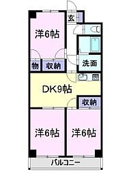 グレイシー高雄 2階3DKの間取り