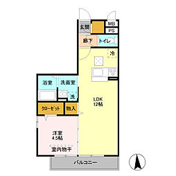 グレイス 1LDKの間取図画像