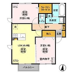 グランマーレ　N 2階2LDKの間取り