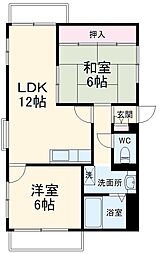 レジデンス内田橋 7階2LDKの間取り