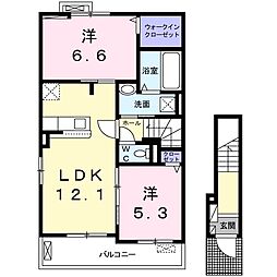 ルミエール 2LDKの間取図画像
