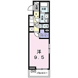 グローヴテラスー2 1Kの間取図画像