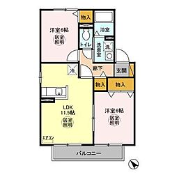 ＲＯＹＡＬ　ＷＩＮＧ　Ｅ 2階2LDKの間取り