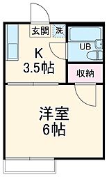 コーポみさき 1Kの間取図画像