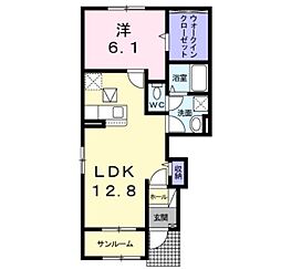 トレラントB 1LDKの間取図画像