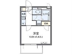 クレイノゆうり 3階1Kの間取り