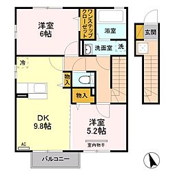 エルヴィレッジG 2DKの間取図画像