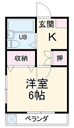 シーボニア習志野 2階1Kの間取り