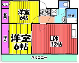 ヴェルドミール府中 2LDKの間取図画像