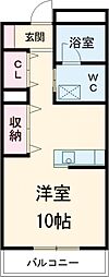 アモーレ・マンション 2階ワンルームの間取り