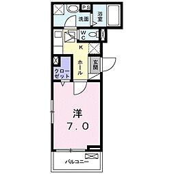 アリュールジャルダン 1Kの間取図画像